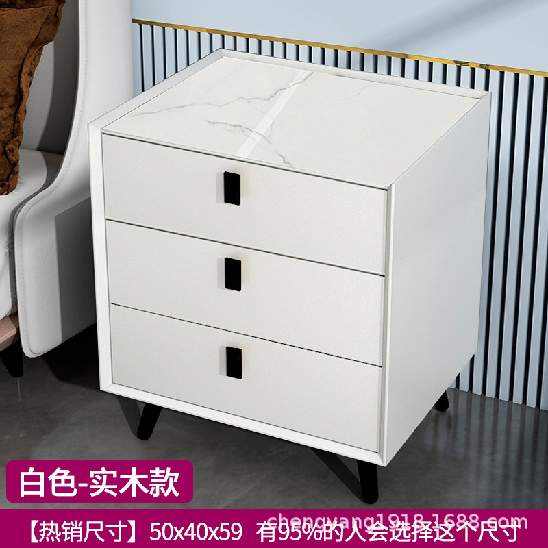 Mesita de noche madera maciza Placa de roca simple moderno Internet celebridad dormitorio mesita de noche protección del medio ambiente todo partido gabinete de almacenamiento mesita de noche