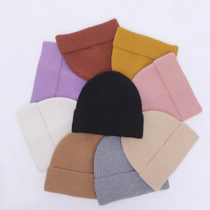 Korean Style Fashionable All-match Solid Color Single Layer Knitted Hat Autumn and Winter Same Style Hat for Men and Women Soft and Comfortable Curled Wool Hat Korean Style Fashionable All-match Solid Color Single Layer Knitted Hat Autumn and Winter Same Style Hat for Men and Women Soft and Comfortable Curled Wool Hat