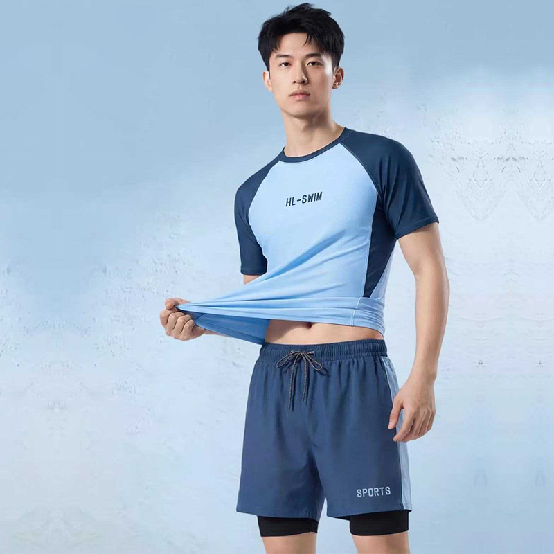 New Men's Swimwear Set, Swimwear for Men and Teenagers, Anti-Embarrassment Two-Piece Swimwear for Men