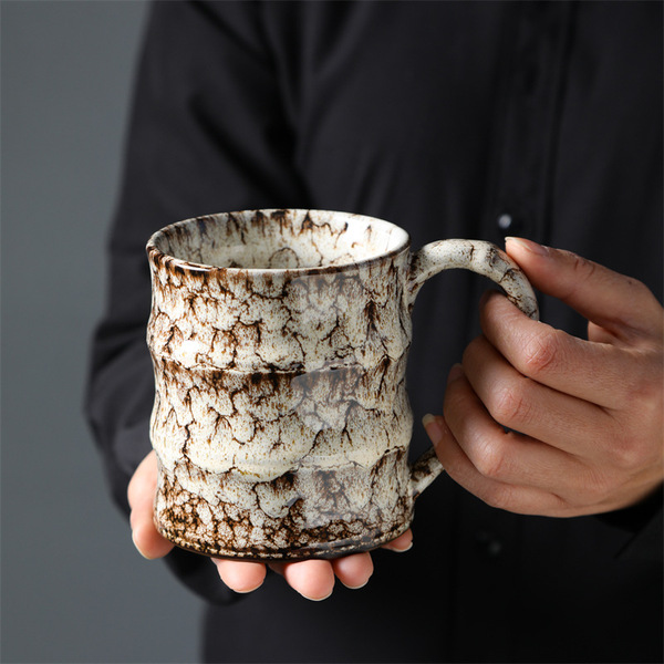 Large capacity ceramic mug kiln-changing water cup creative coffee…