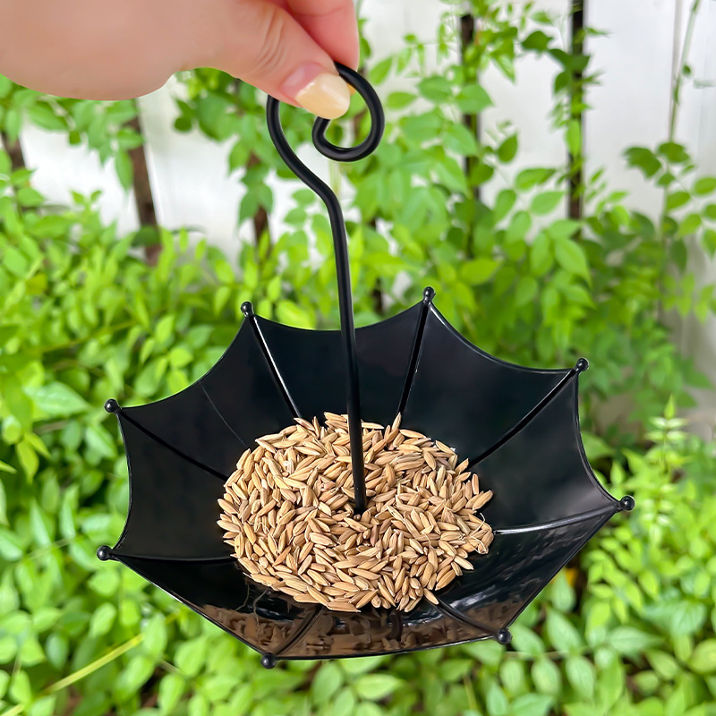 雨伞形状鸟槽悬挂式鸟食盘鸟浴盆池塘或饮水器适用于户外花园装饰|undefined