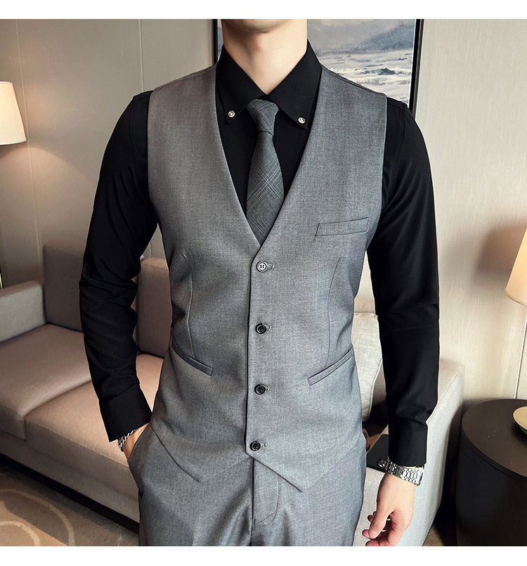 Bộ vest nam ba món ôm dáng, áo vest công sở cho nhân viên văn phòng và chú rể — Burgundy (áo đơn hai nút), Burgundy (áo đơn một nút), Màu xanh (áo đơn hai nút), Màu xanh (áo đơn một nút) chi tiết 18