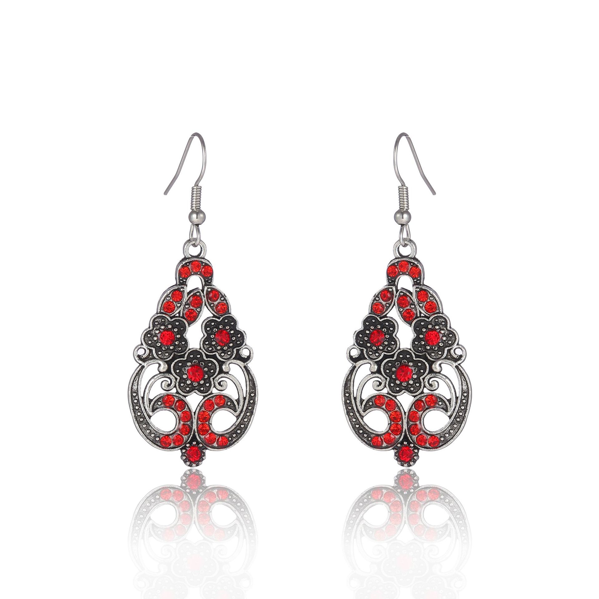 Nouvelles Boucles D&#39;oreilles En Argent Avec Diamants Ronds Boucles D&#39;oreilles Créatives Fleur Rétro Femme display picture 3