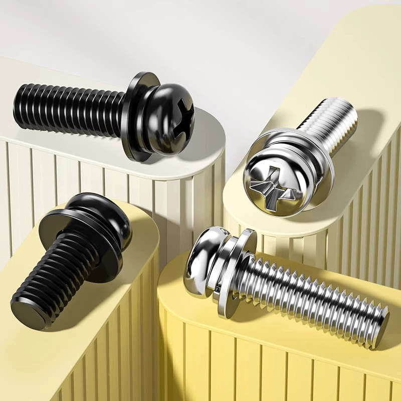 Никелированный диск головка кросс три комбинированные винты оцинкованный черный круглая головка винт с плоской подкладкой M2M3M4M5M6M8