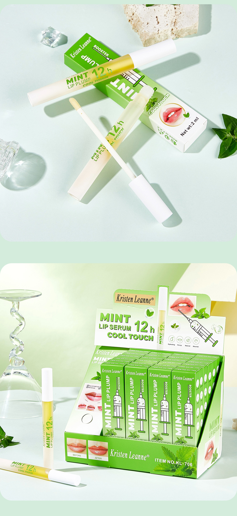 Aceite labial de larga duración Black Technology de KRISTEN LEANNE con efecto refrescante y transparencia de menta Duddy Lips_voghion.com