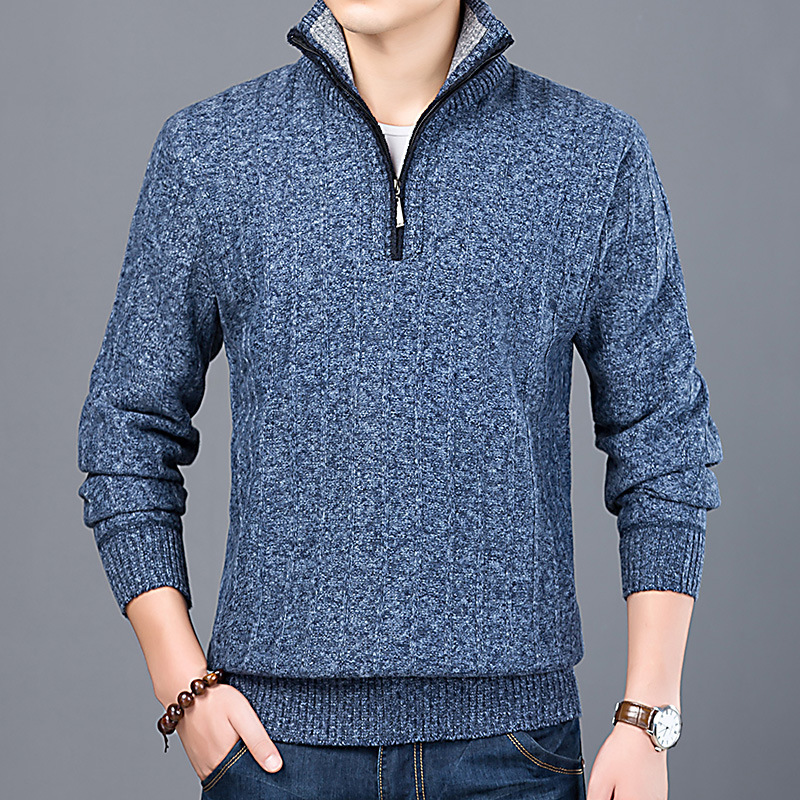 New Autumn and Winter Men's Korean Style Youth Long-Sleeved Sweater Thickened Simple Half Turtleneck Fashion Bottoming Shirt Wholesale