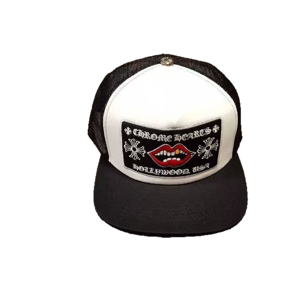 Sombrero para el sol CH Cro de verano para parejas nuevas de moda americana, sombrero de hip-hop de ala plana bordado a la moda ~ sombrero de malla de béisbol