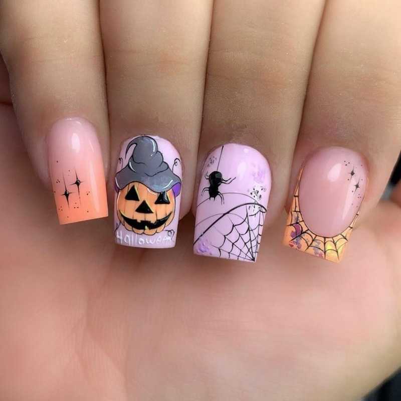 Wearing Nail Pieces Pumpkin Removable Short Square Nail Pieces All Saints Spider Web French Nail Pieces Cute Fake Nail Pieces Wearing Nail Pieces Pumpkin Removable Short Square Nail Pieces All Saints Spider Web French Nail Pieces Cute Fake Nail Pieces