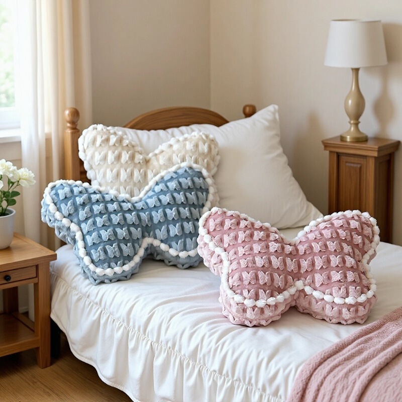 Cross-Border Yarn-Dyed Chenille Plush Large Butterfly Pillow Solid Color Splicing Soft Cushion Sofa Decorative Pillow Wholesale Cross-Border Yarn-Dyed Chenille Plush Large Butterfly Pillow Solid Color Splicing Soft Cushion Sofa Decorative Pillow Wholesale