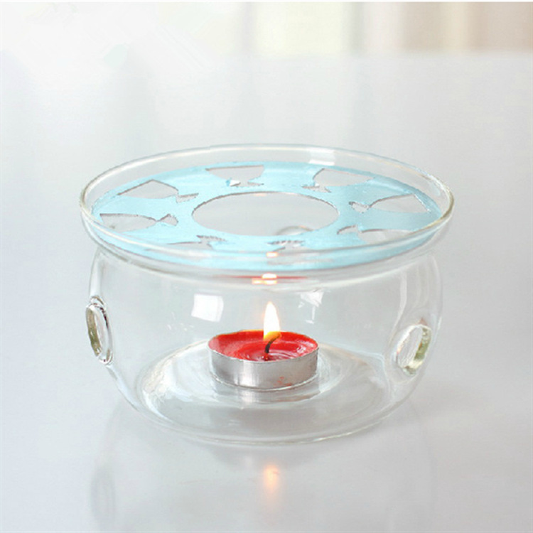 Fuente de la fábrica de vidrio transparente juego de té calefacción base borosilicato vidrio té calentador aislamiento base redonda