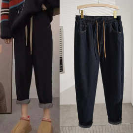 胖MM弹力显瘦老爹裤加肥加大码女装250斤超大码牛仔裤K6163