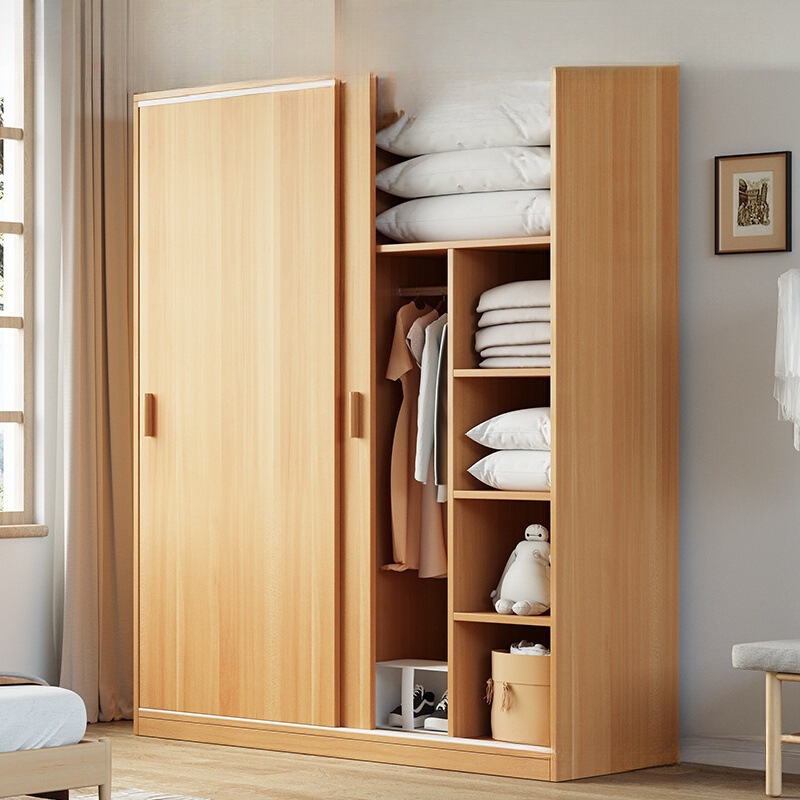 Sliding Door Wardrobe Home Bedroom Simple Assembly Rental Wardrobe Storage Economical Small Wooden Children's Cabinet