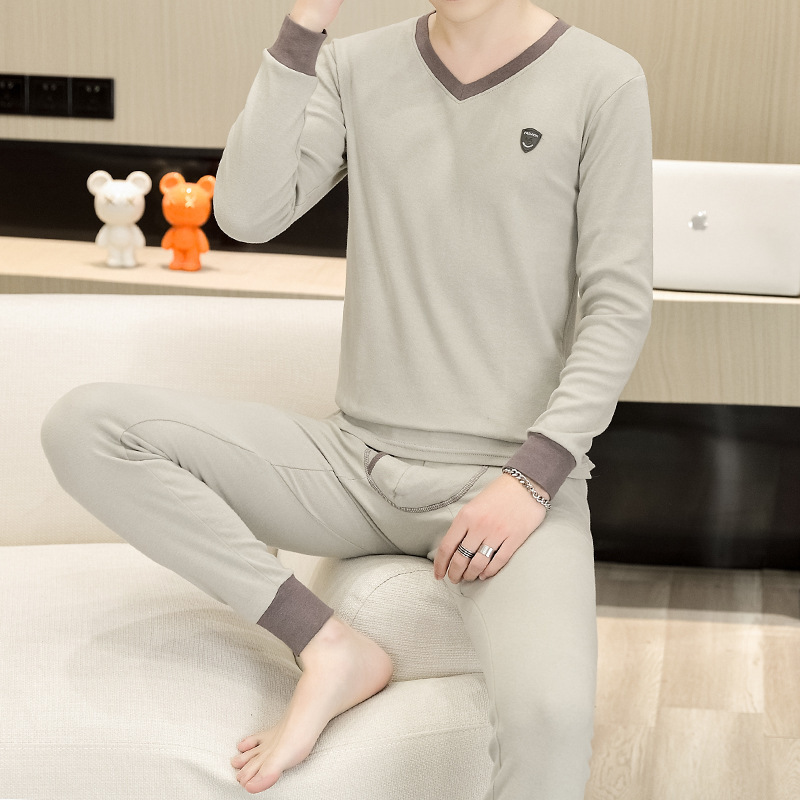 V-Neck Thermal Underwear Set for Men, Pure Cotton, 2025 Winter New Style, Autumn Clothes and Pants, Cotton Thermal Underwear Set, Sanitary Pants