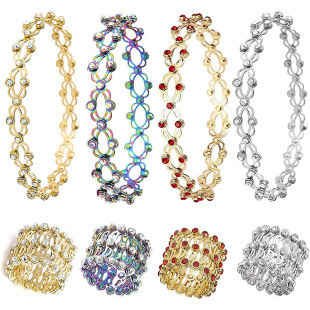 Longrui cross-border hot sale in Europe and the United States fashion creative diamond-set adjustable telescopic ring deformable magic copper bracelet wholesale