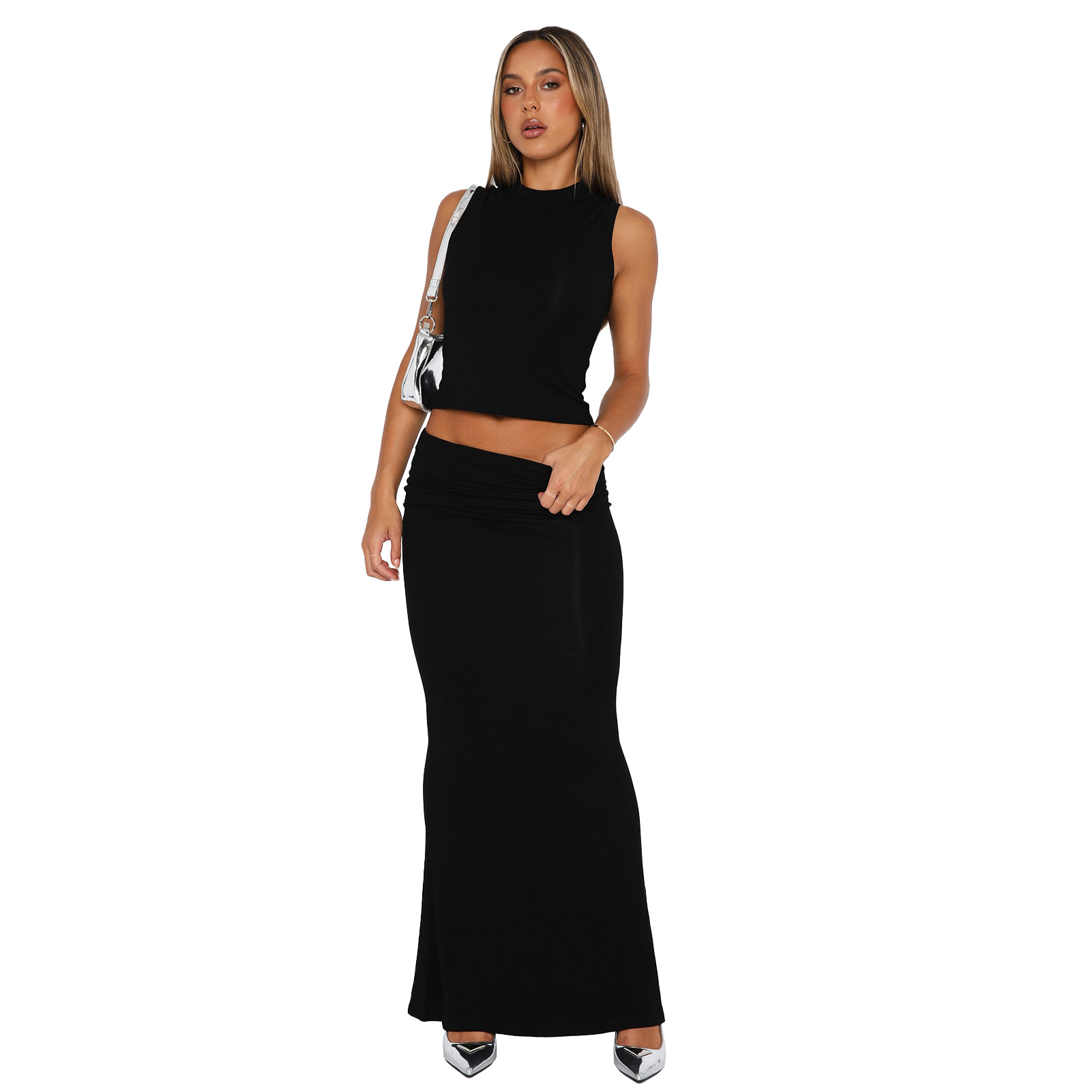 Du Quotidien Femmes Décontractée Style Classique Couleur Unie Spandex Polyester Jupe Ensembles Jupe Ensembles display picture 3