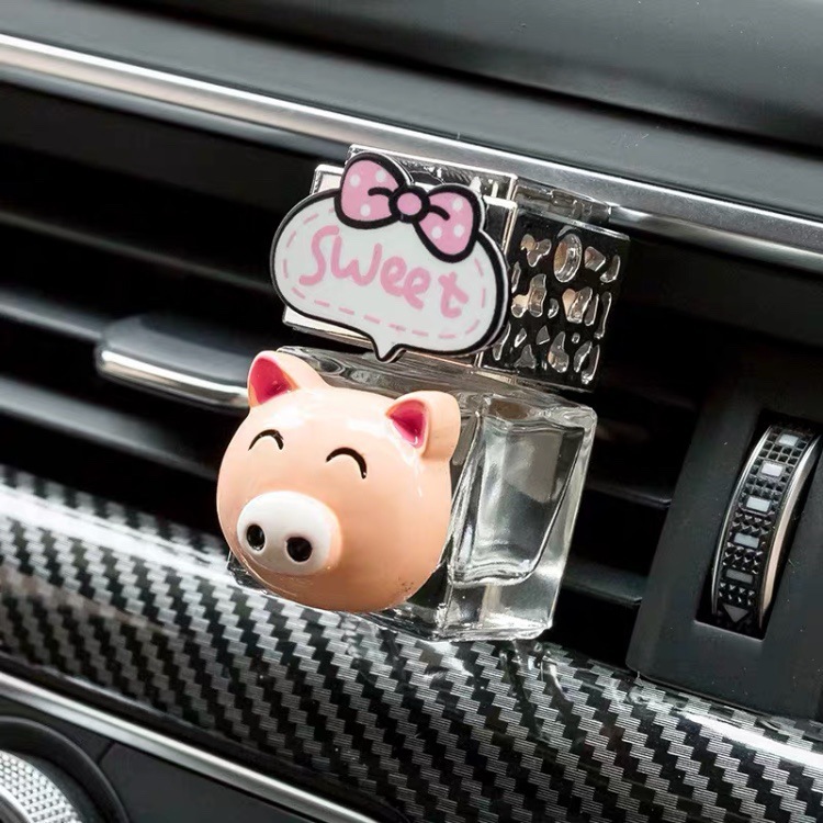Botella de perfume para automóviles botella vacía auto-agregación aire acondicionado ventilador de salida perfume para automóviles perfume ligero caricatura mujer