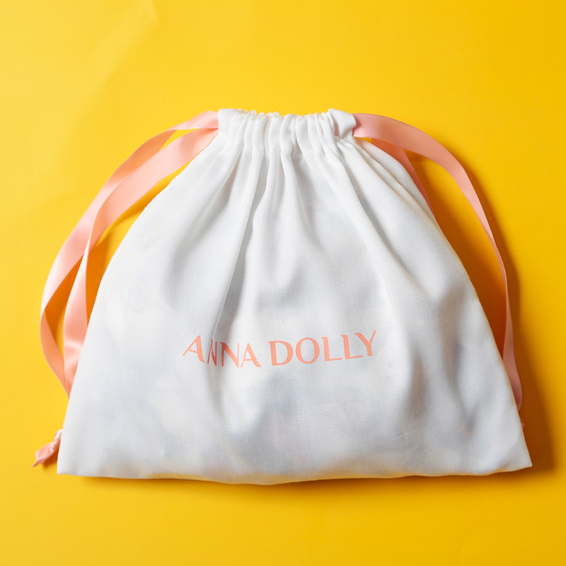 白色斜纹棉布束口袋 高档棉布包包防尘袋 鞋子包装袋 可印刷logo