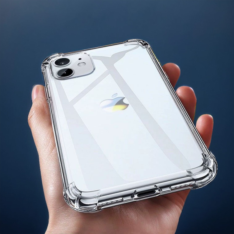 Four-Corner Anti-Fall Iphone14 Mobile Phone Case Simple Transparent Apple 15 Air Cushion 12/13 Silicone 16 Suitable for 17 Soft X