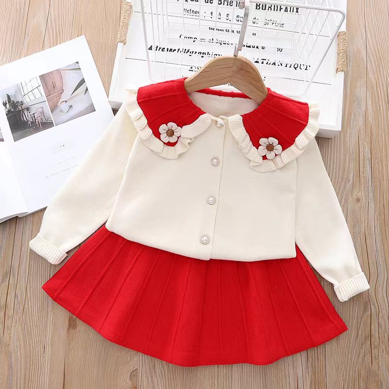 Γυναικείο Πλεκτό Φόρεμα Treasure Νέο Χρώμα 2022, Χαριτωμένο Κοριτσίστικο Πλεκτό Φόρεμα Δύο Τεμαχίων, Φούστα_voghion.com