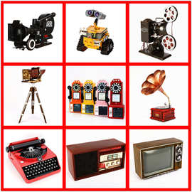 老式怀旧收音机留声机电视机缝纫机模型复古摆件陈列道具橱窗装饰