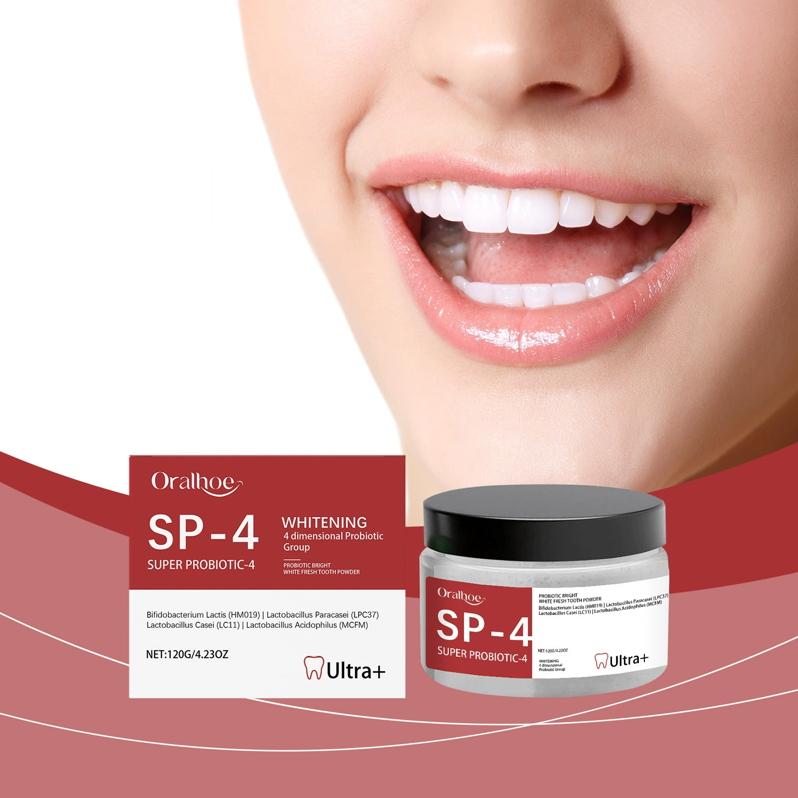 ORALHOE Нежный зубной порошок для удаления пятен Очищает и осветляет зубы Защищает десны и эмаль Уход за свежестью дыхания