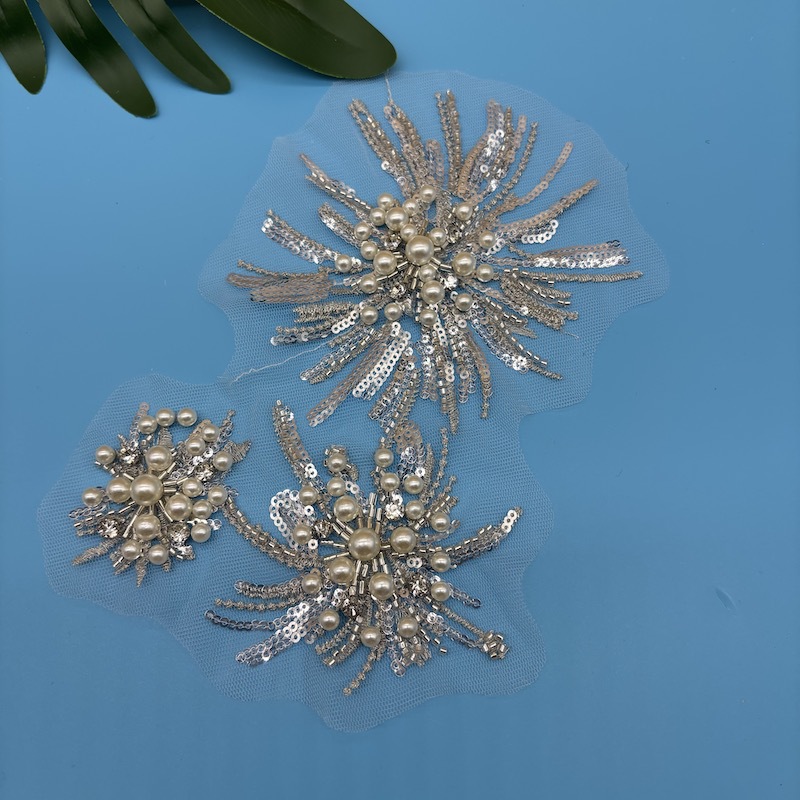 电脑珠绣泡珠打钉头巾装饰婚纱礼布贴女装牛仔裤补丁外贸服装辅料