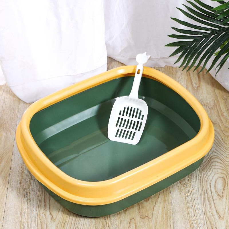 Große, halbgeschlossene Box, Anti-Spritzer-Katzenstreuschaufel im nordischen Stil, Heimtierbedarf, Katzentoilette_voghion.com