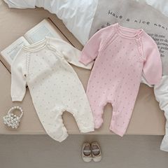 ins春秋款婴幼童连体衣服爬行服女宝宝镂空棉线爬服超萌