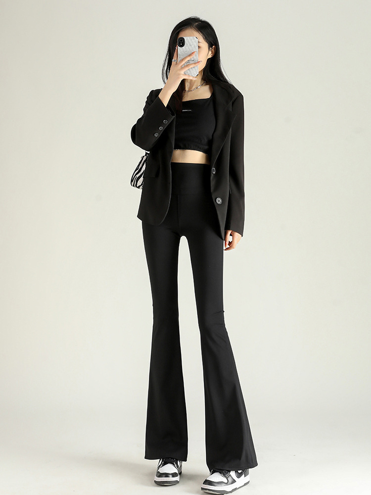 High fitted flared trousers