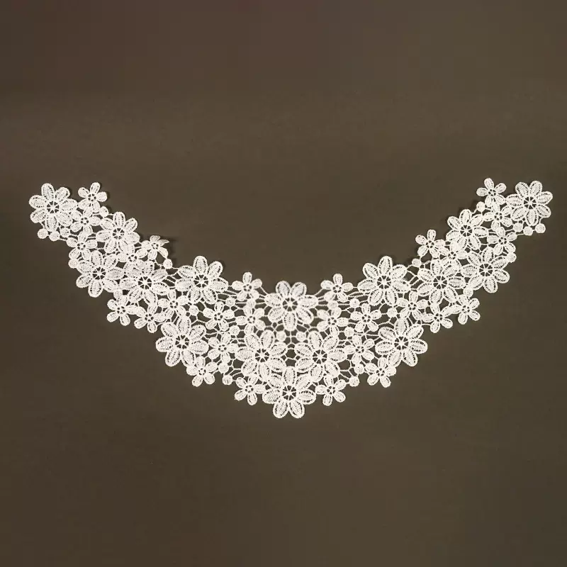 白色黑色镂空涤光丝水溶刺绣蕾丝胸花绣片花个假领子服装辅料diy
