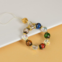 新款多寶五色琉璃珠吊墜手機繩手捻包包掛件鑰匙扣運轉珠女款飾品