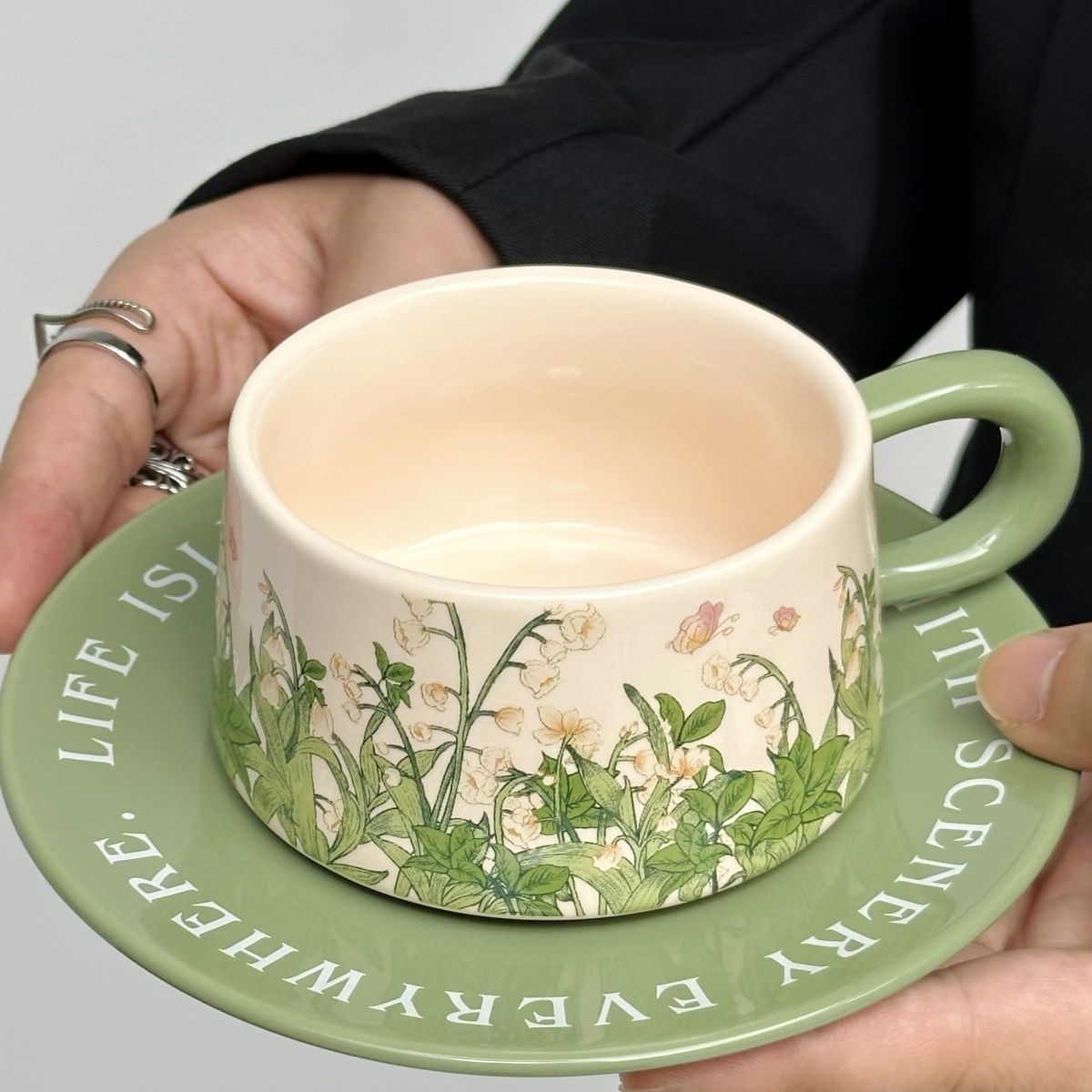 Tazas y platos de cerámica retro estilo americano pinturas al óleo de estilo medieval taza de té de la tarde taza de orquídea de campana taza de café plato