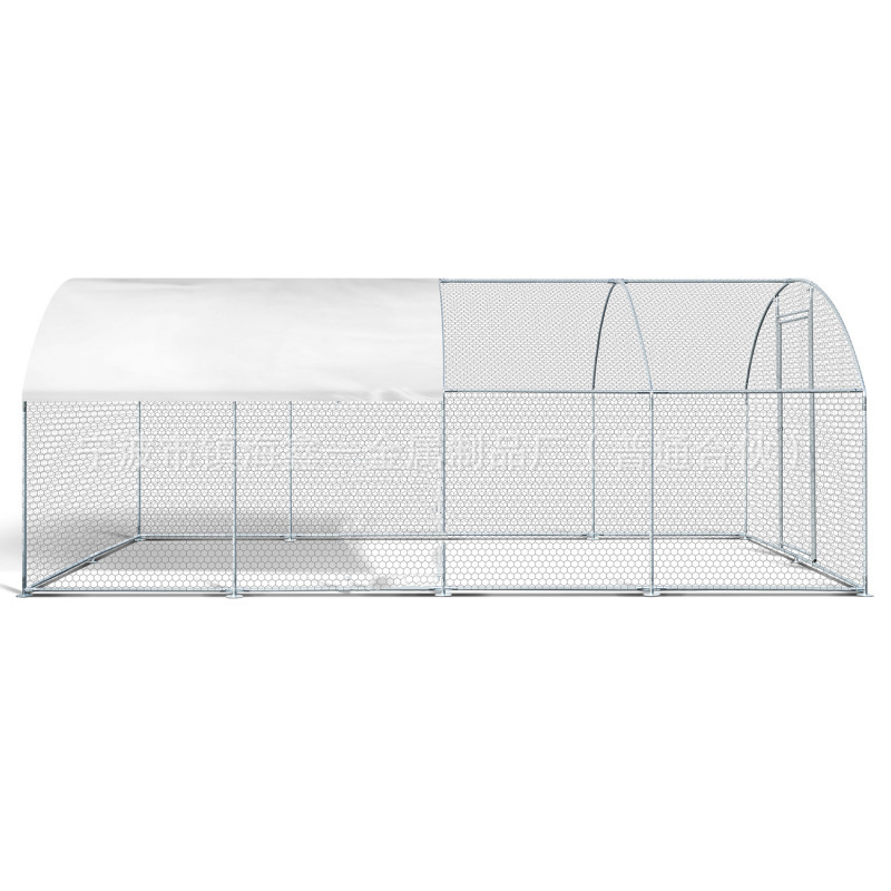Jaula para gallinas, gallinero, gran cobertizo de cría al aire libre, jaula para gallinas de tubo galvanizado con tapa puntiaguda extraíble, jaula para conejos con malla