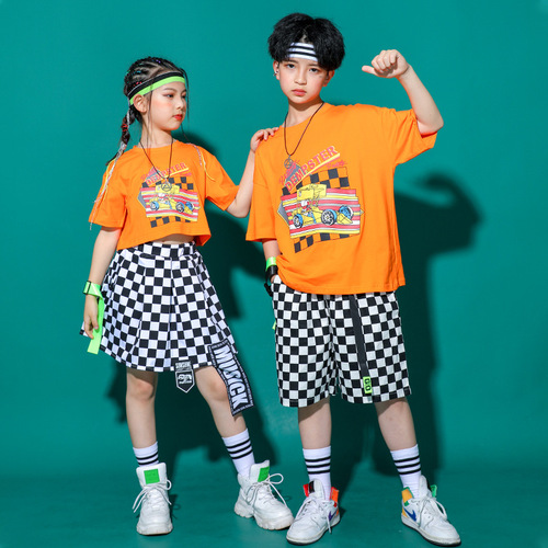 Children's Street Dance Suit Set for Boys, Stylish for the Dragon Boat Festival Children's Performance, Hip-Hop Fashion for Girls' Fashion Show Performance