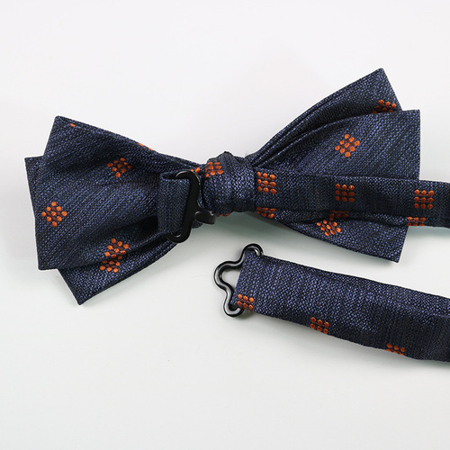 Patterned bow tie for men's banquet, business wedding, groom's best man's gentleman's dress, photo studio wine red and navy blue fashionable bow