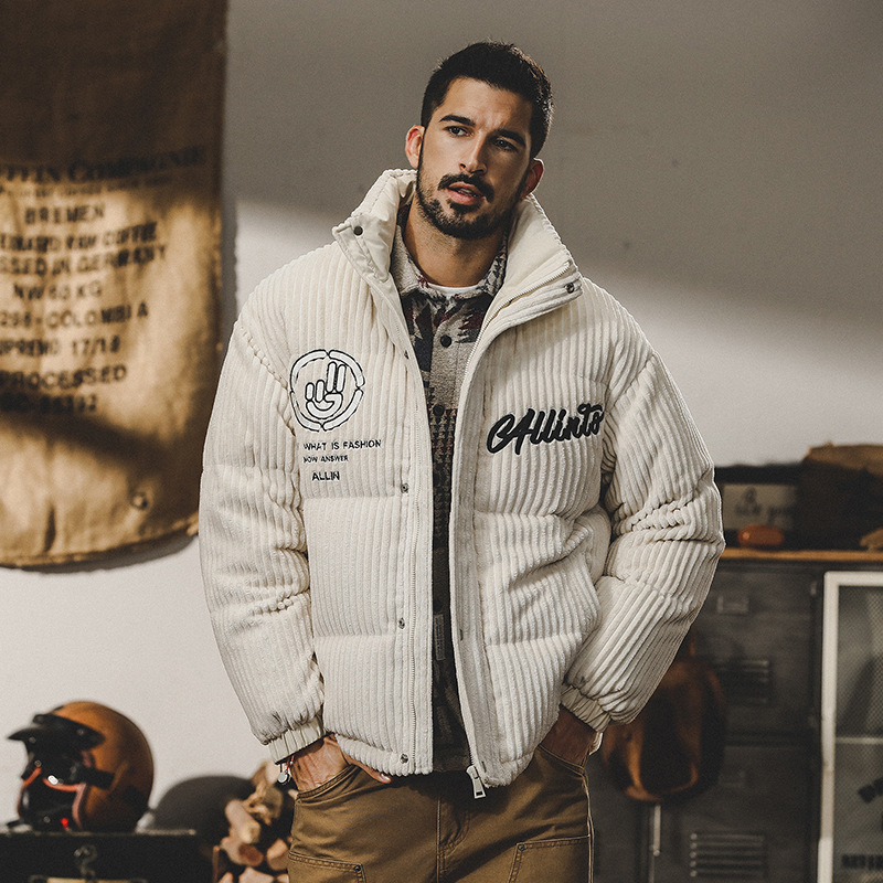 Corduroy demi-season trend short keep warm down jacket