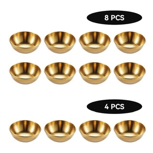 Large Stainless Steel Dish Golden Sauce Seasoning Dish 8-Piece Set for Home Restaurant Soy Sauce Dish 4-Piece Set Dipping Sauce Dish