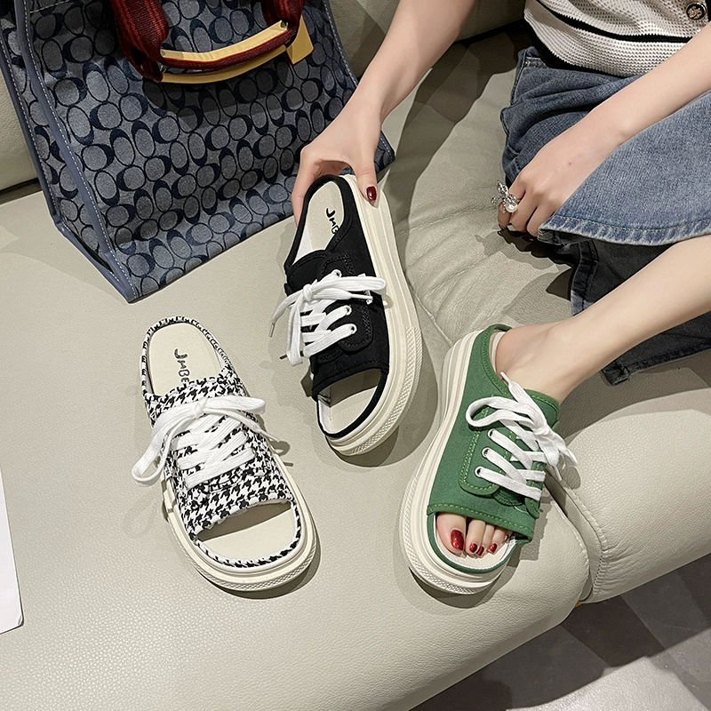 Половина туфель из тысячи птиц на толстой подошве холщовая обувь женская летняя новая спортивная без каблуков