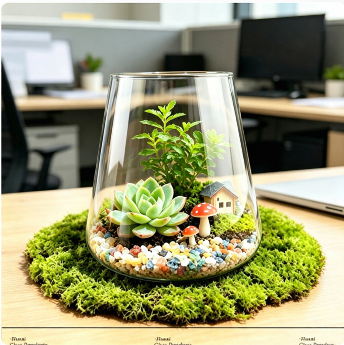 Volcanic Bottle Desktop Moss Micro-Landscape Ecological Bottle Handmade DIY Succulent Green Plant Glass Container Decorative Bottle Transparent