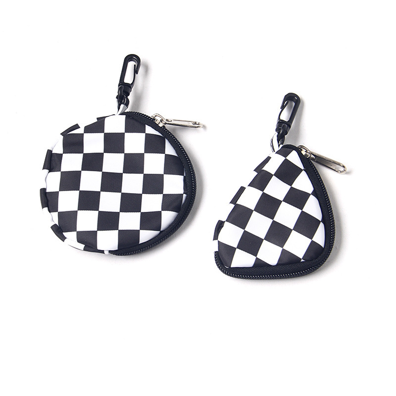 Checkerboard Earphone Bag Key Bag Bag Bag Pendant Ins Black and White Mini Cute Pocket Triangle Coin Purse