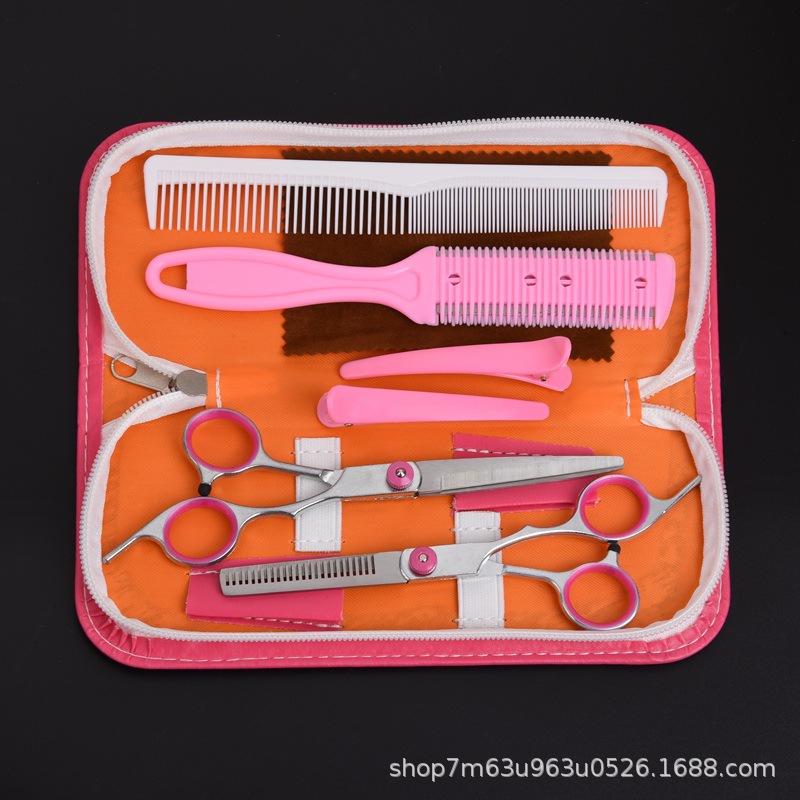 Suministro de fábrica tijeras divididas tijeras de pelo de acero inoxidable herramientas para el cabello tijeras planas de 6 pulgadas tijeras de dientes traje combinado