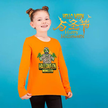 万圣节跨境电商货源欧美风童装长袖纯棉T恤春秋外贸儿童打底节日T