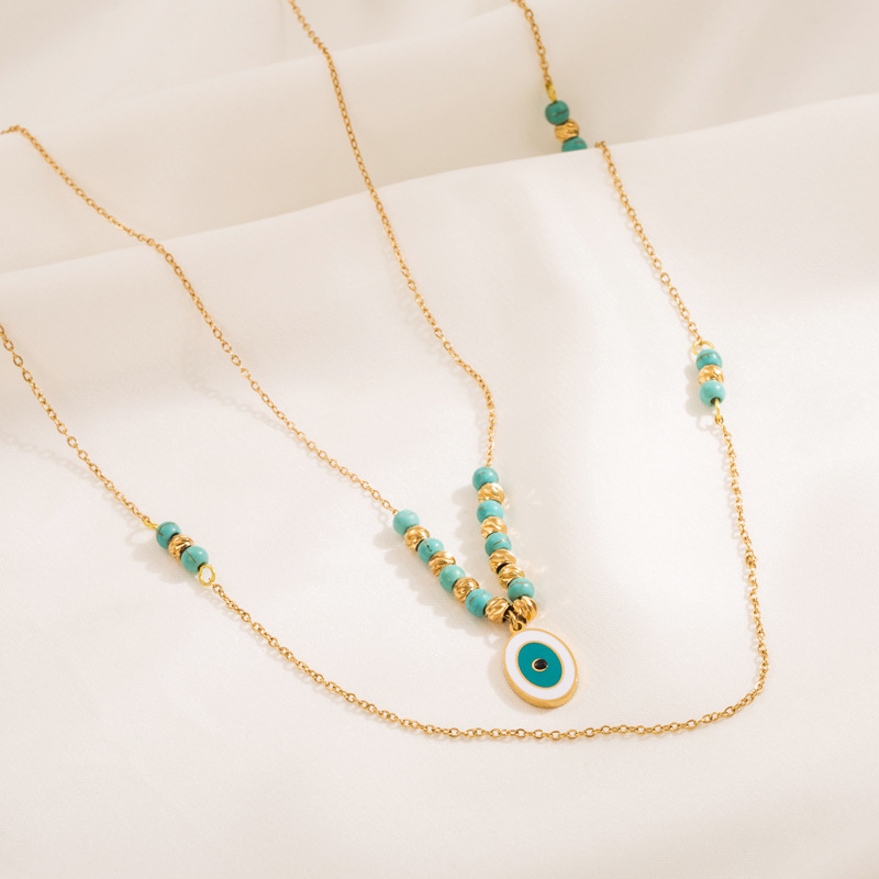 Fashion Heart Shape Titanium Steel Plating Layered Necklaces 1 Piece