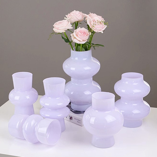 ins多巴胺中古玻璃花瓶高級感香芋紫色客廳電視櫃家居插花擺件