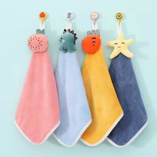 Hand towel hanging cartoon hand towel coral fleece thickened absorbent lint-free hand cloth