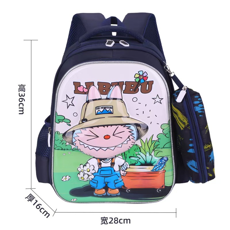 Nueva mochila escolar de dibujos animados mochila escolar 3D para estudiantes de escuela primaria 1-3 grado mochila de tela rabu súper ligera hombro para reducir la carga y proteger la columna
