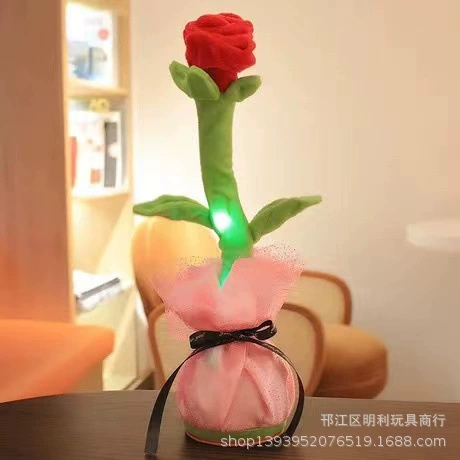 Dancing plush toy, for import, new collection, roses, cactus