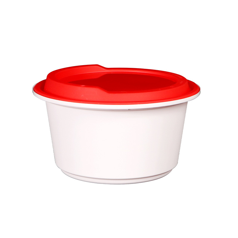 Lvbaokang caja de embalaje desechable tazón hebilla antirrobo lonchera caja de plástico gruesa redonda para llevar con tapa al por mayor