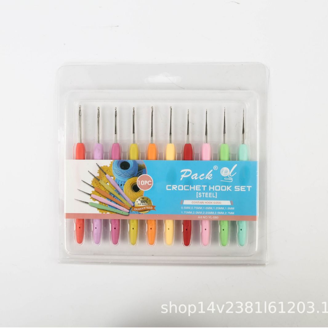 Tejido a mano de arco iris suave mango crochet TPR suave mango de ganchillo sólido suave mango de aluminio gancho de ganchillo traje de lana aguja