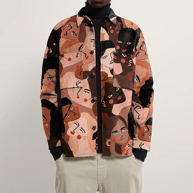 Herren Jacke Mit Graffiti Print Aus Baumwolle Und Reverskragen_voghion.com